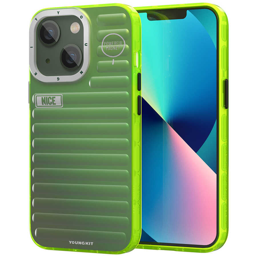 iPhone 13 Kılıf YoungKit Plain Coloured Serisi Kılıf Yeşil