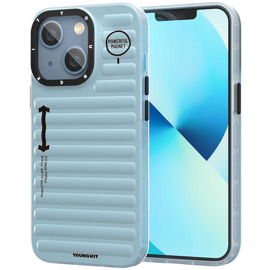 iPhone 13 Kılıf YoungKit Plain Coloured Serisi Kılıf Mavi