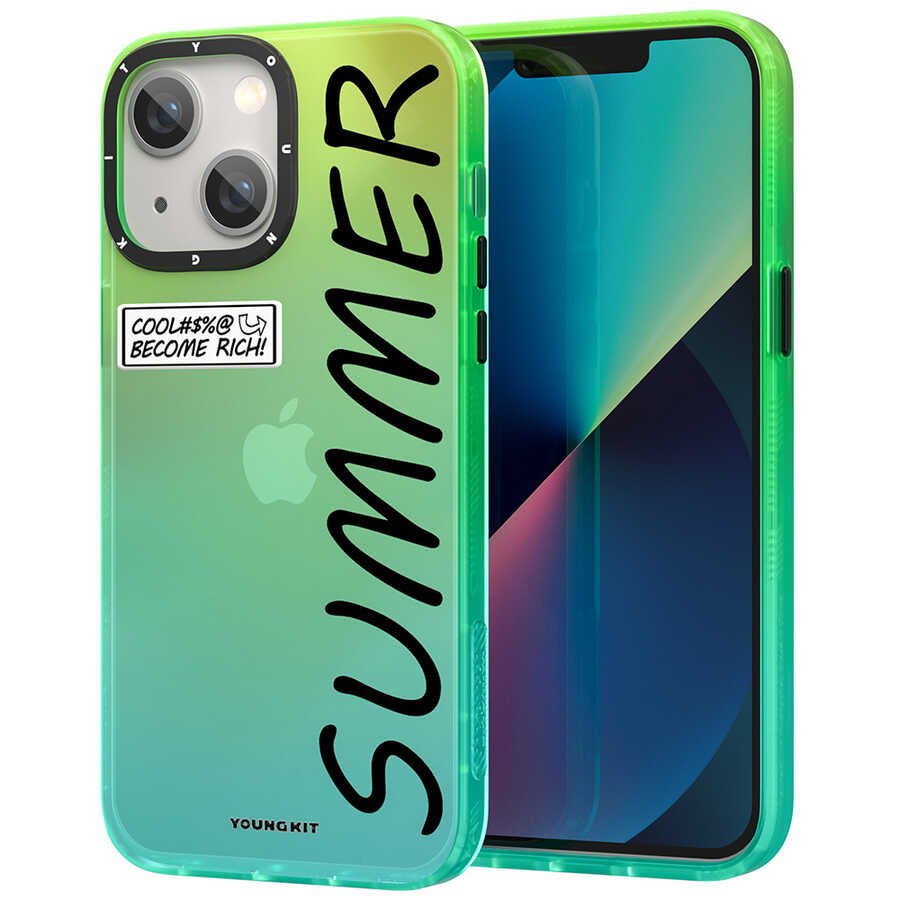 iPhone 13 Kılıf YoungKit Summer Serisi Kılıf Yeşil