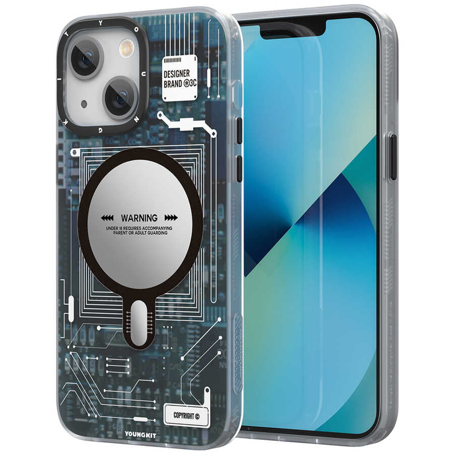 iPhone 13 Kılıf YoungKit Technology Serisi Kılıf Mavi