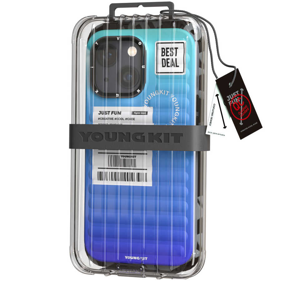 iPhone 13 Kılıf YoungKit The Secret Color Serisi Kılıf Mavi