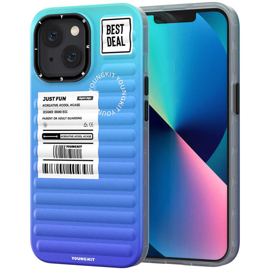 iPhone 13 Kılıf YoungKit The Secret Color Serisi Kılıf Mavi