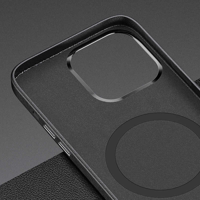 iPhone 13 Pro Kılıf Benks Magnetic Hakiki Deri Kılıf Kahverengi