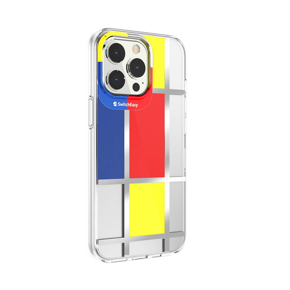 iPhone 13 Pro Kılıf Çift IMD Baskılı Lisanslı Switcheasy Artist Mondrian Kılıf Sarı