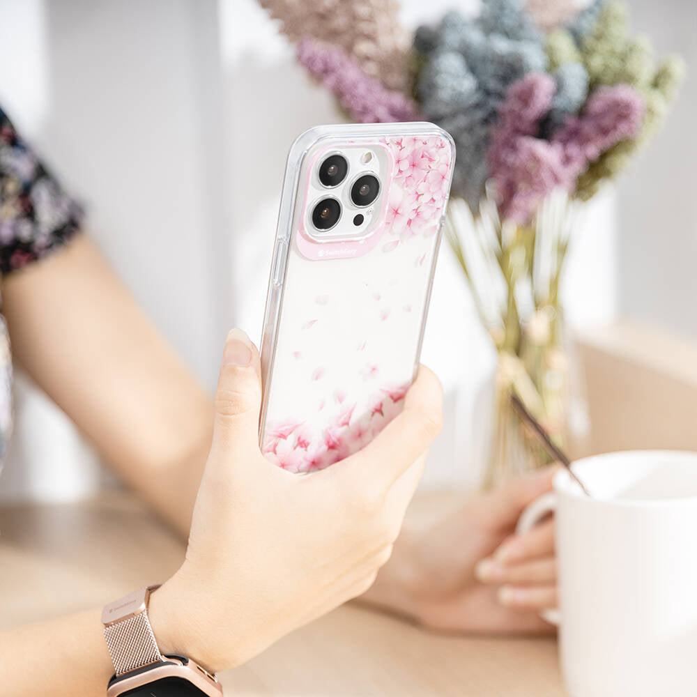 iPhone 13 Pro Kılıf Çift IMD Baskılı Lisanslı Switcheasy Artist Sakura Kılıf Pembe