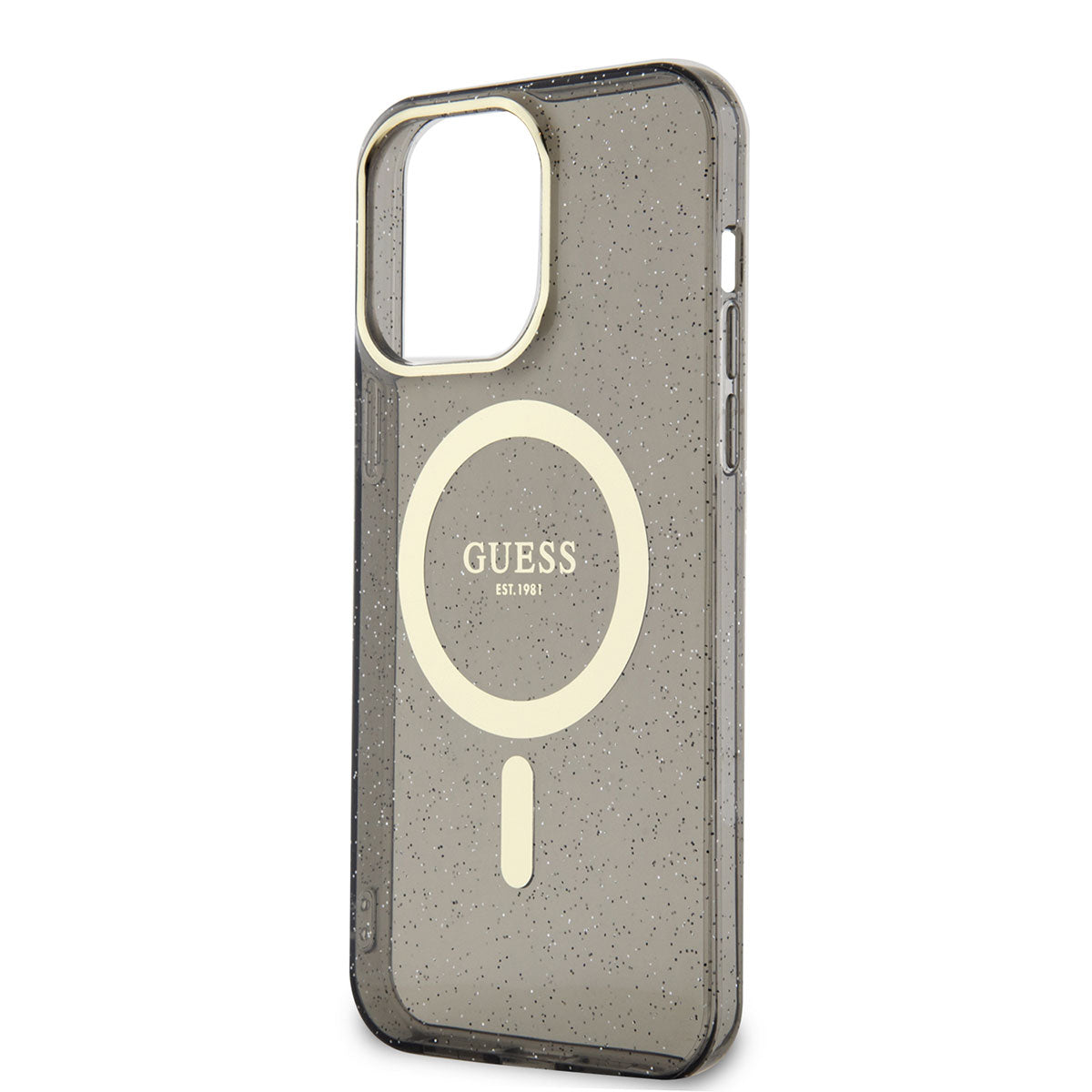 Apple iPhone 13 Pro Kılıf GUESS Magsafe Şarj Özellikli Glitter Kapak Siyah