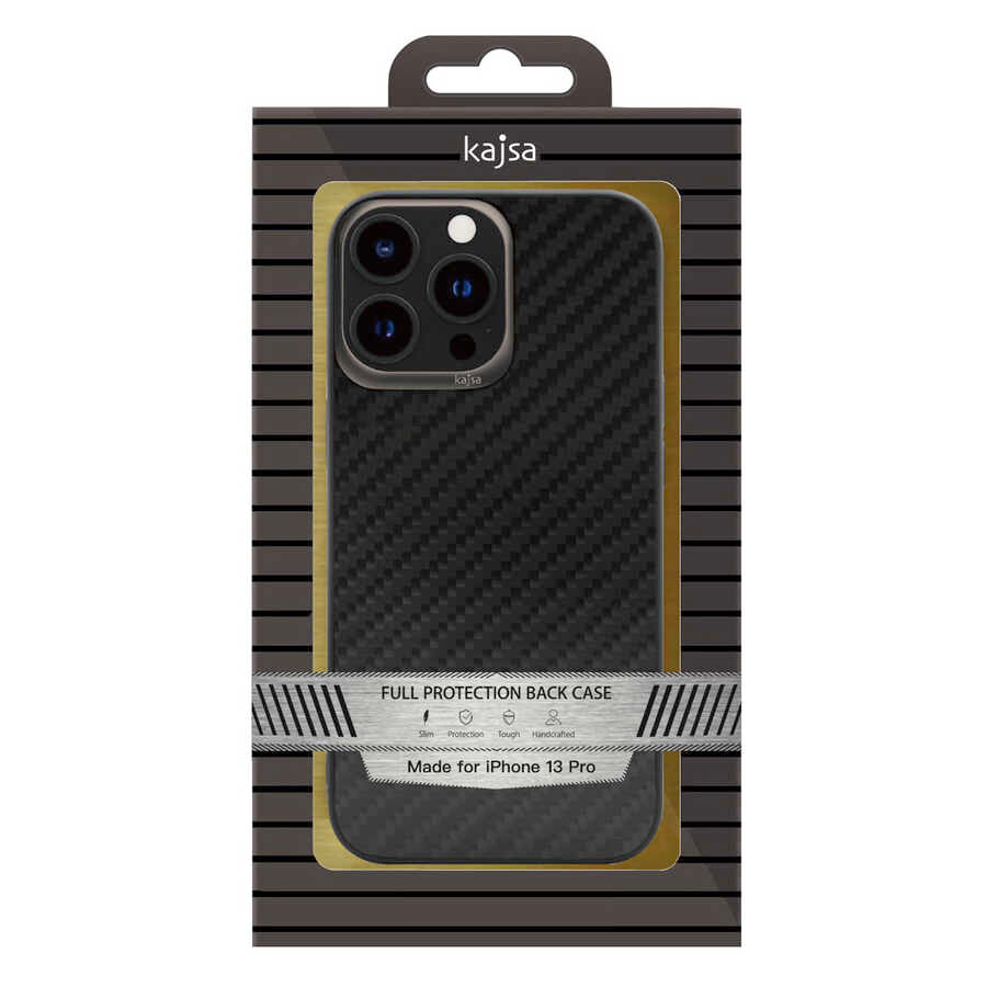 iPhone 13 Pro Kılıf Kajsa Carbon Fiber Collection Arka Kılıf Gold