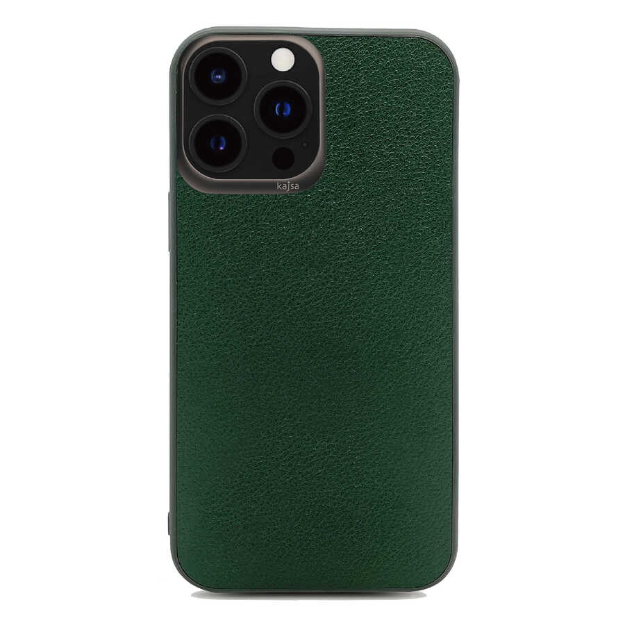 iPhone 13 Pro Kılıf Kajsa Luxe Collection Hakiki Deri Kılıf Yeşil