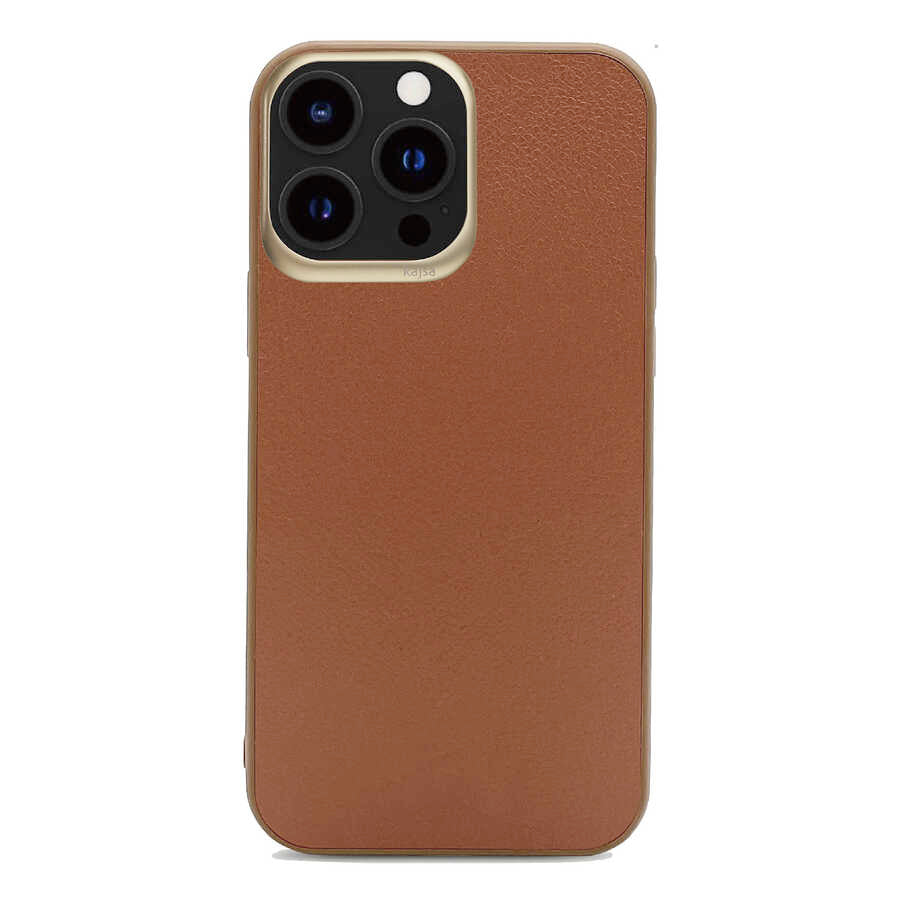 iPhone 13 Pro Kılıf Kajsa Luxe Collection Hakiki Deri Kılıf Kahverengi