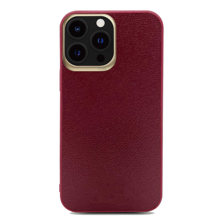 iPhone 13 Pro Kılıf Kajsa Luxe Collection Hakiki Deri Kılıf Kırmızı