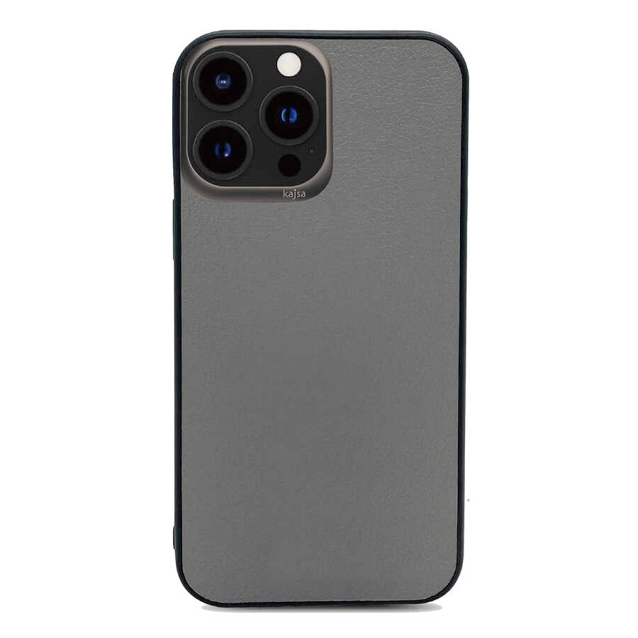 iPhone 13 Pro Kılıf Kajsa Luxe Collection Hakiki Deri Kılıf Gri