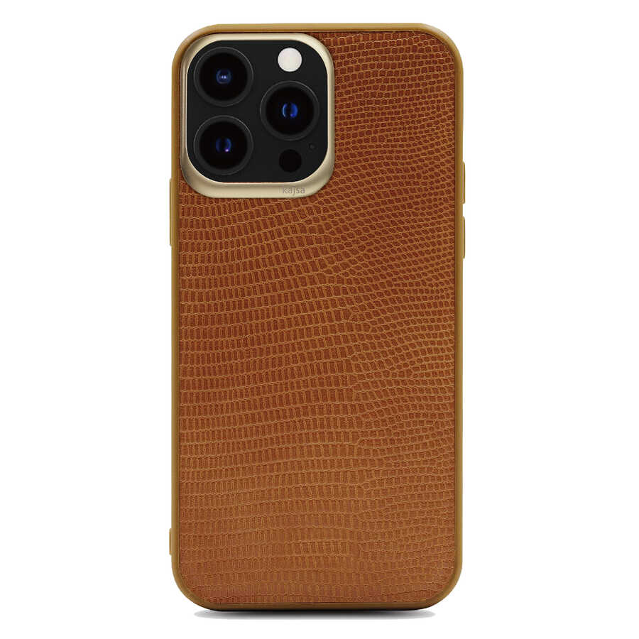 iPhone 13 Pro Kılıf Kajsa Preppie Collection Pu Deri Kılıf Kahverengi