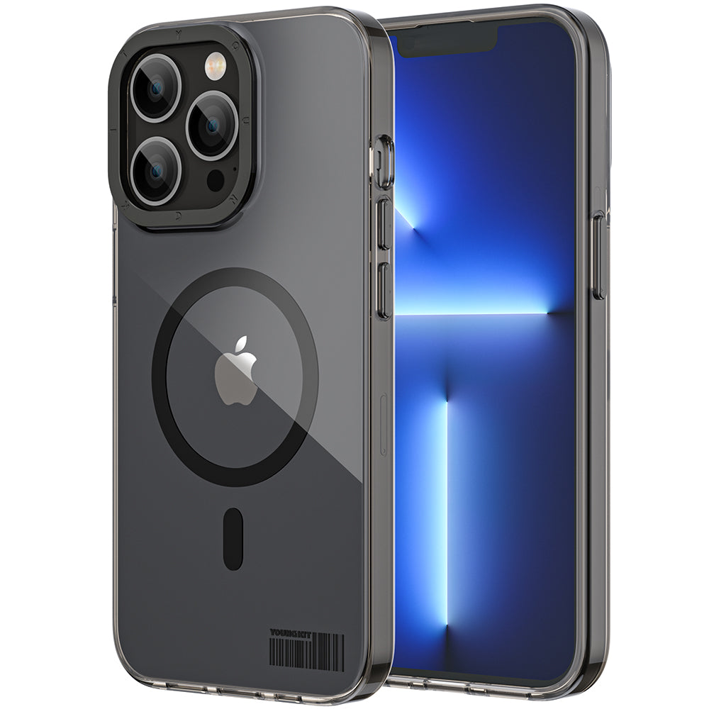 iPhone 13 Pro Kılıf Magsafe Şarj Özellikli Youngkit Coloured Glaze Serisi Kılıf Siyah