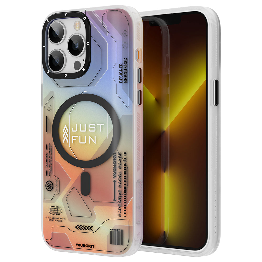 iPhone 13 Pro Kılıf Magsafe Şarj Özellikli YoungKit Metaverse Serisi Kılıf Turuncu