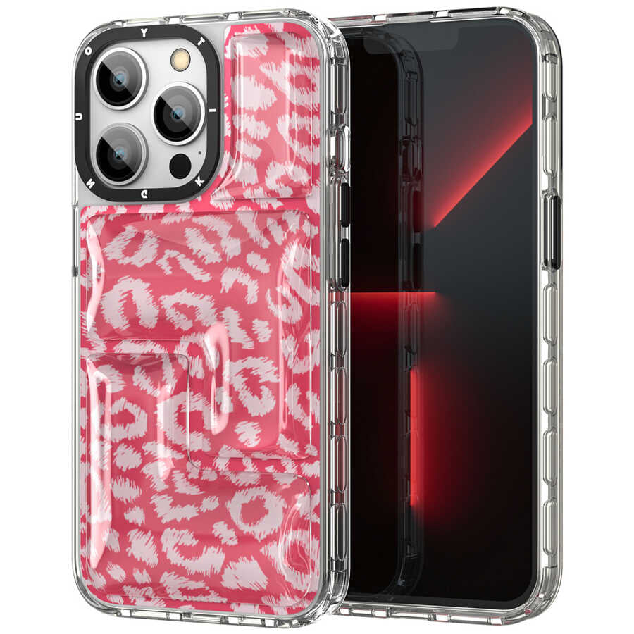 iPhone 13 Pro Kılıf YoungKit Leopard Article Serisi Kılıf Pembe