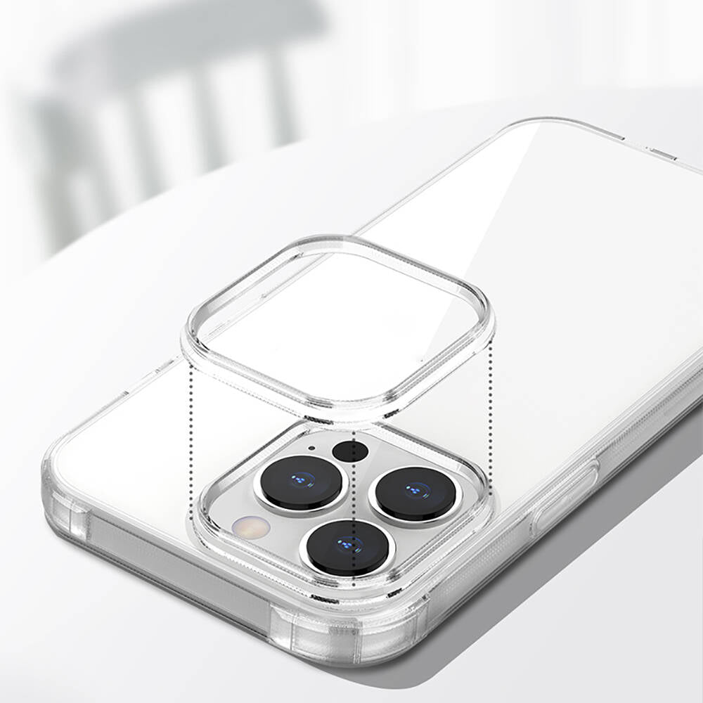 iPhone 13 Pro Max Kılıf Airbagli Şeffaf Darbe Emici Silikon Tasarımlı Recci Clarity Serisi Kılıf Şeffaf