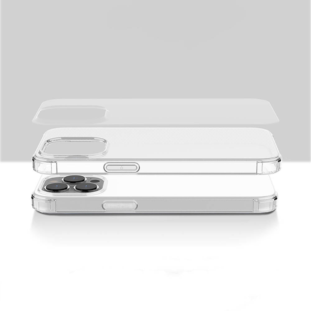 iPhone 13 Pro Max Kılıf Airbagli Şeffaf Darbe Emici Silikon Tasarımlı Recci Clarity Serisi Kılıf Şeffaf