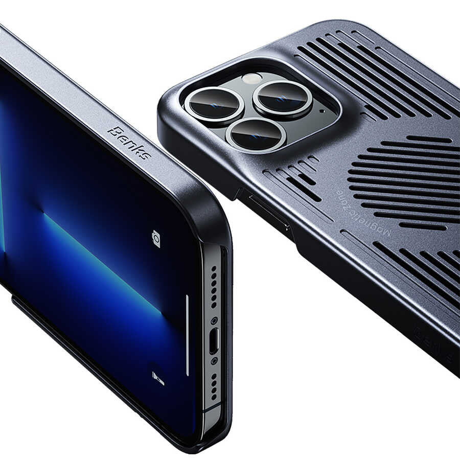 iPhone 13 Pro Max Kılıf Benks Bizzard Soğutucu Özellikli Oyuncu Telefon Kılıfı Gri