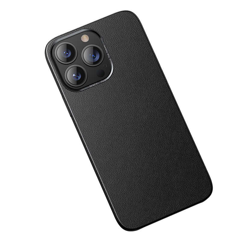 iPhone 13 Pro Max Kılıf Benks Magnetic Hakiki Deri Kılıf Siyah