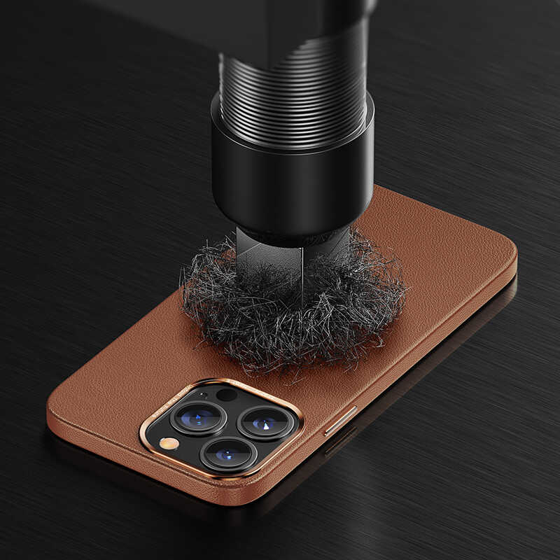 iPhone 13 Pro Max Kılıf Benks Magnetic Hakiki Deri Kılıf Kahverengi