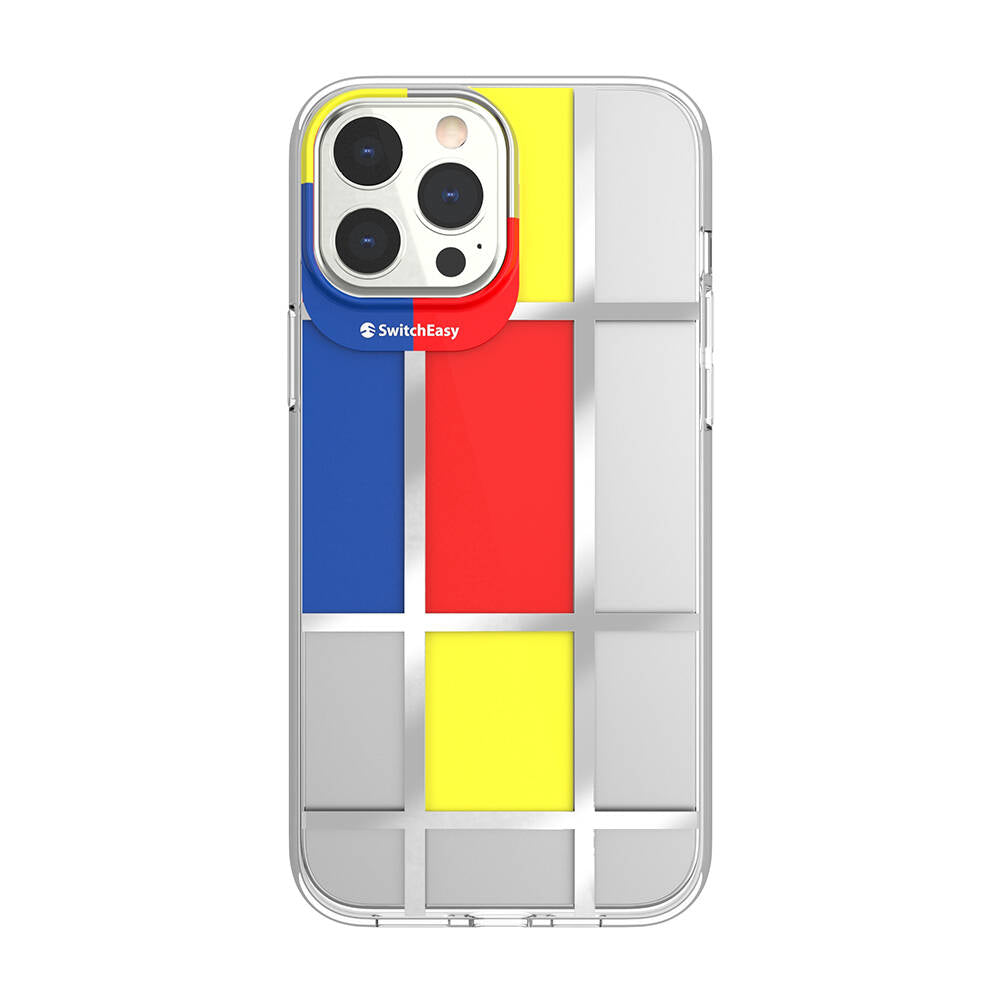 iPhone 13 Pro Max Kılıf Çift IMD Baskılı Lisanslı Switcheasy Artist Mondrian Kılıf Sarı