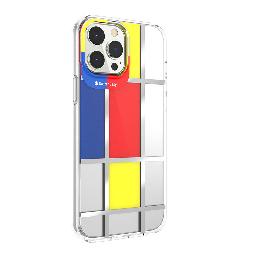 iPhone 13 Pro Max Kılıf Çift IMD Baskılı Lisanslı Switcheasy Artist Mondrian Kılıf Sarı