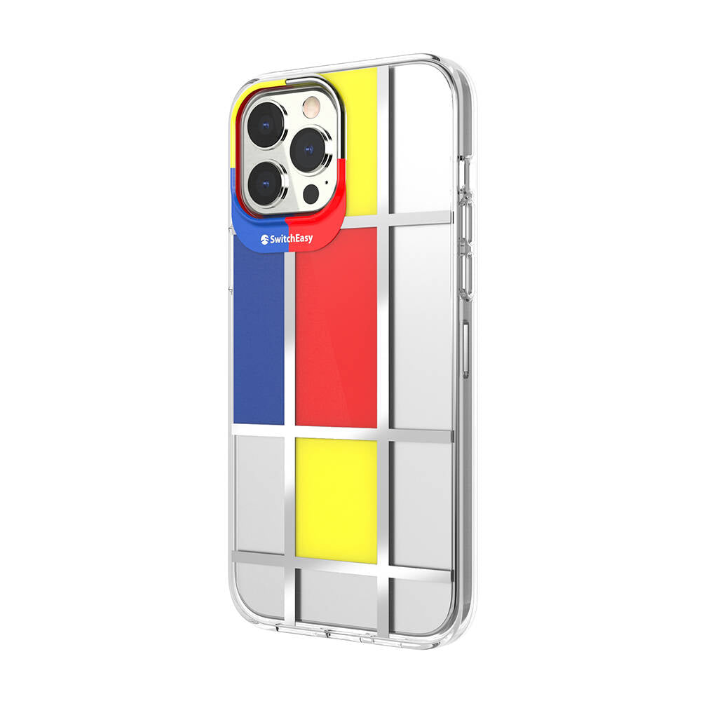 iPhone 13 Pro Max Kılıf Çift IMD Baskılı Lisanslı Switcheasy Artist Mondrian Kılıf Sarı