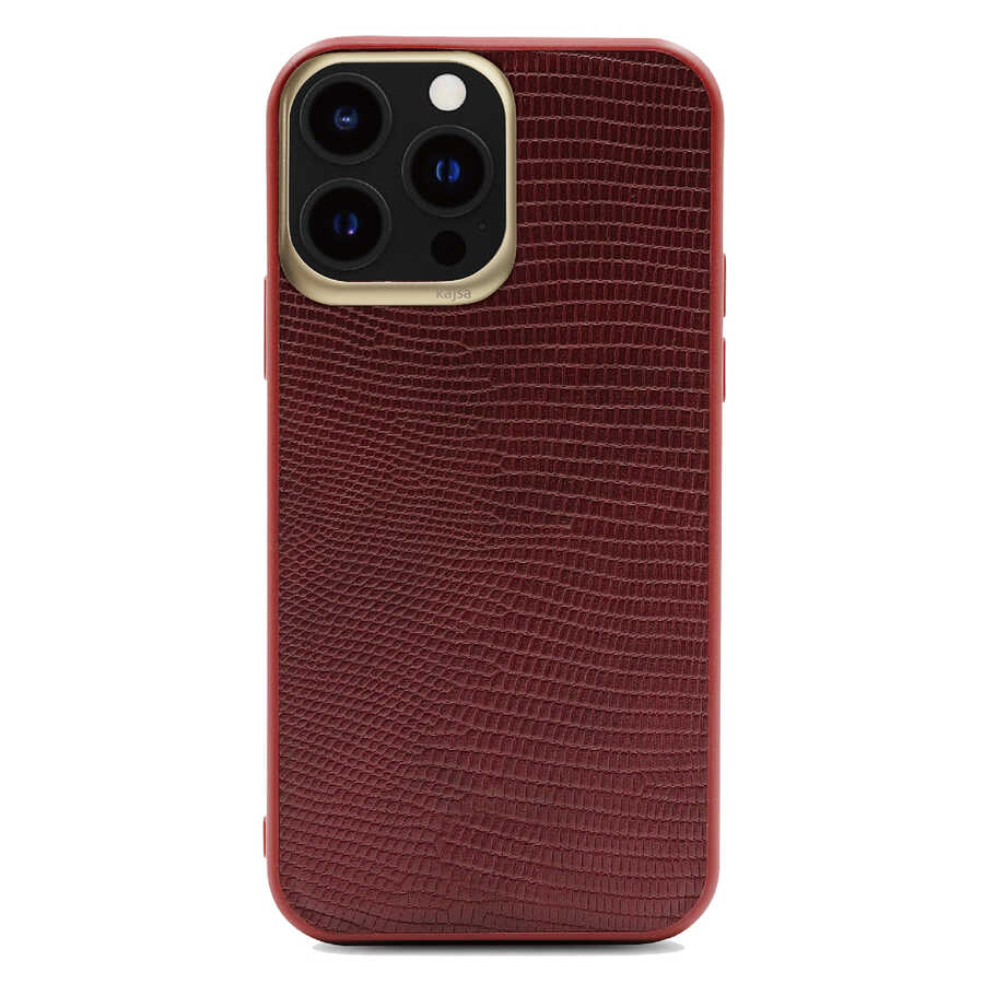 iPhone 13 Pro Max Kılıf Kajsa Preppie Collection Pu Deri Kılıf Kırmızı