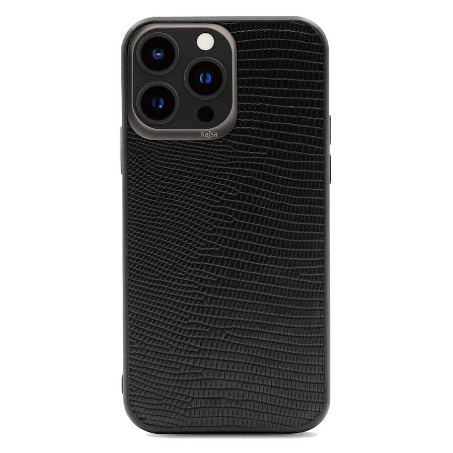 iPhone 13 Pro Max Kılıf Kajsa Preppie Collection Pu Deri Kılıf Siyah