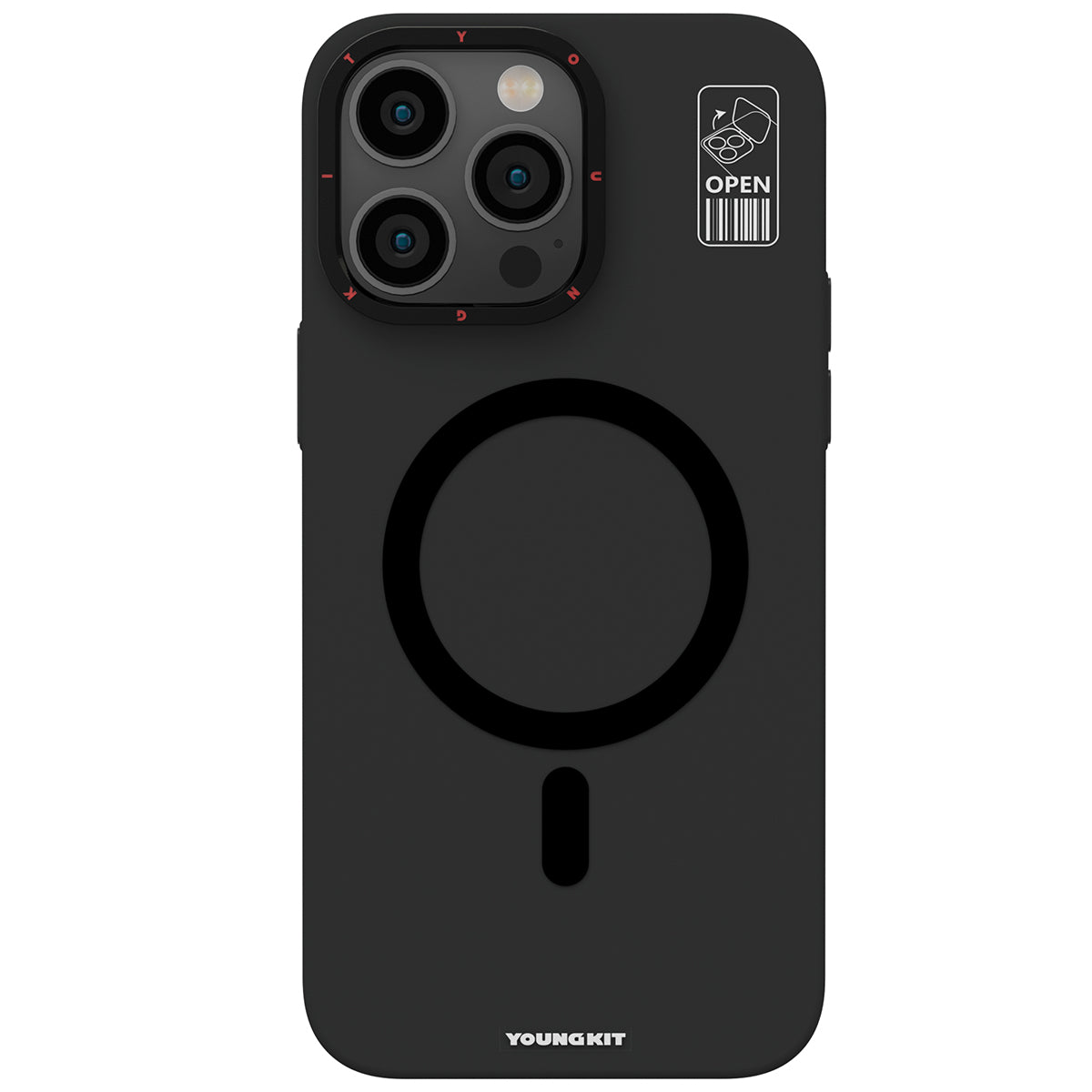 iPhone 13 Pro Max Kılıf Magsafe Şarj Özellikli Standlı YoungKit Hermit Bracket Serisi Kılıf Siyah