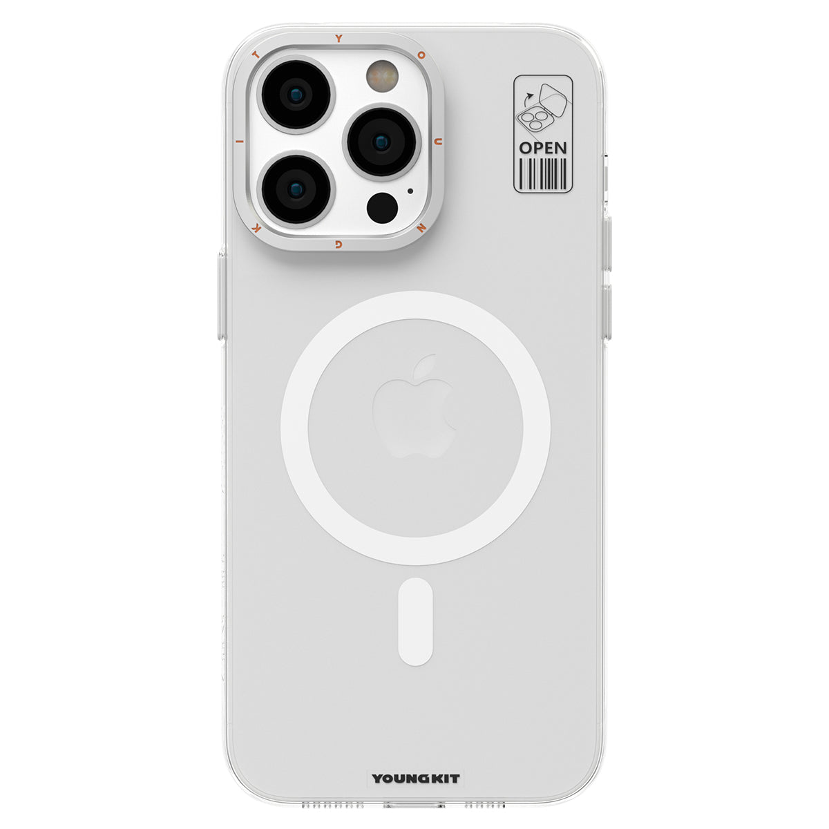 iPhone 13 Pro Max Kılıf Magsafe Şarj Özellikli Standlı YoungKit Hermit Bracket Serisi Kılıf Beyaz
