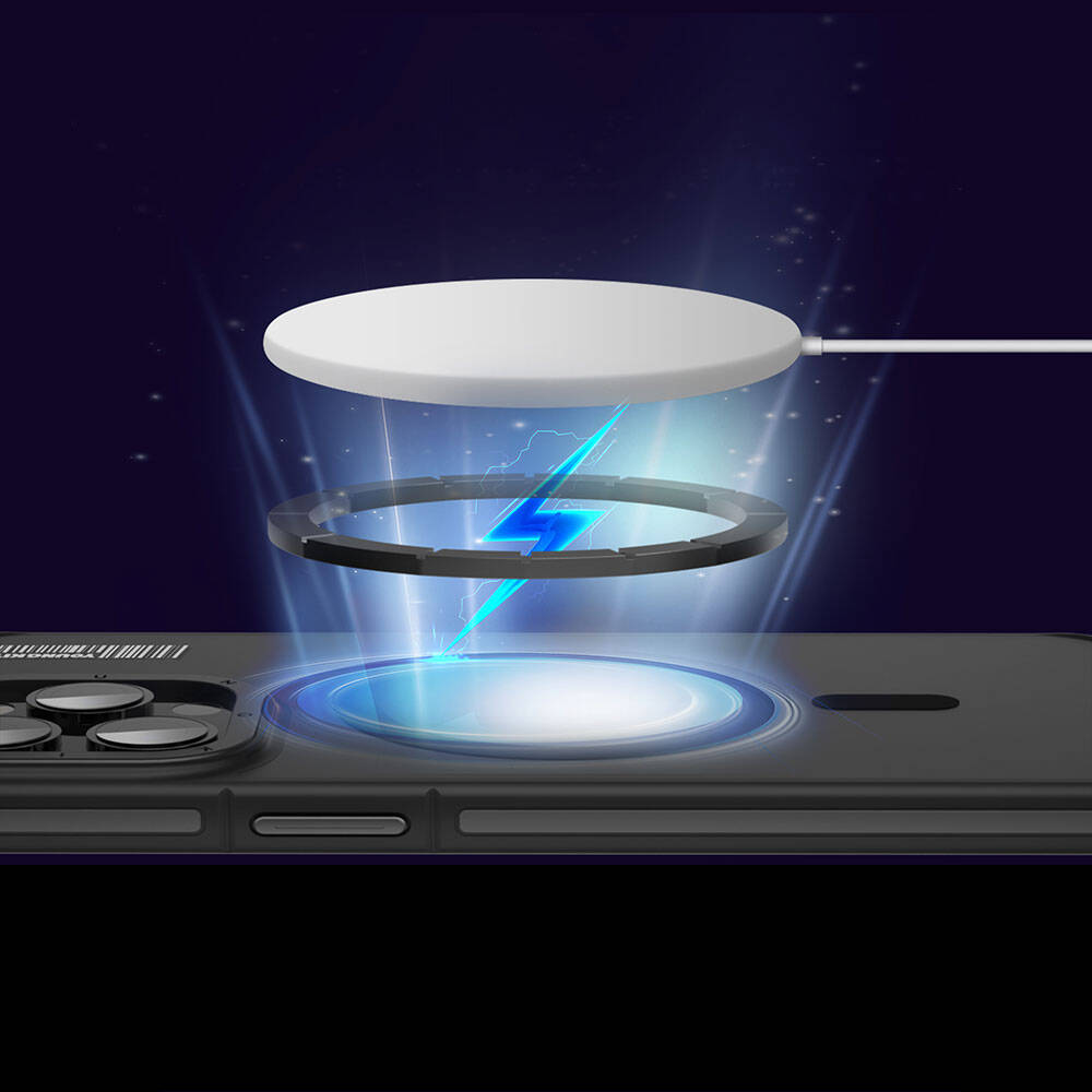 iPhone 13 Pro Max Kılıf Magsafe Şarj Özellikli Youngkit Rock Sand Serisi Kılıf Mavi