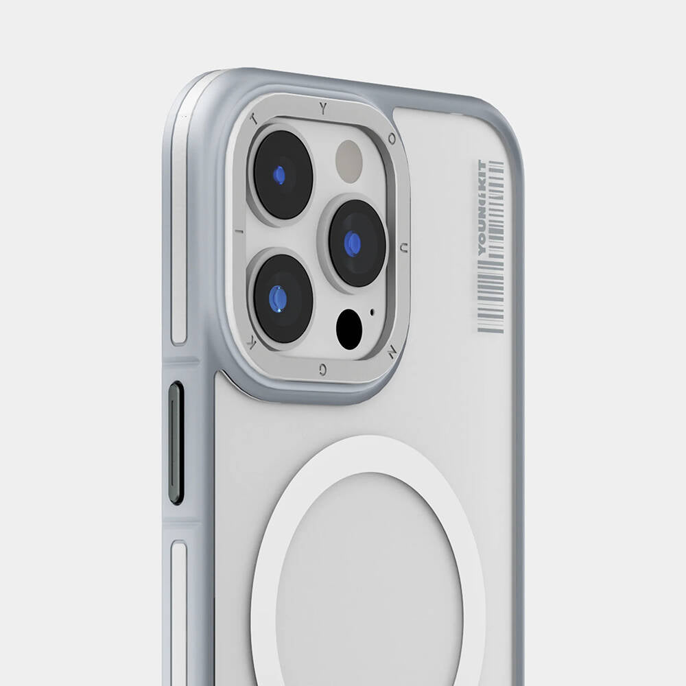 iPhone 13 Pro Max Kılıf Magsafe Şarj Özellikli Youngkit Rock Sand Serisi Kılıf Mavi