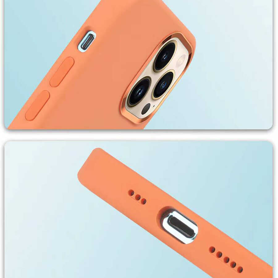 iPhone 13 Pro Max Kılıf Wiwu Magsafe Magnetic Silikon Kılıf Turuncu