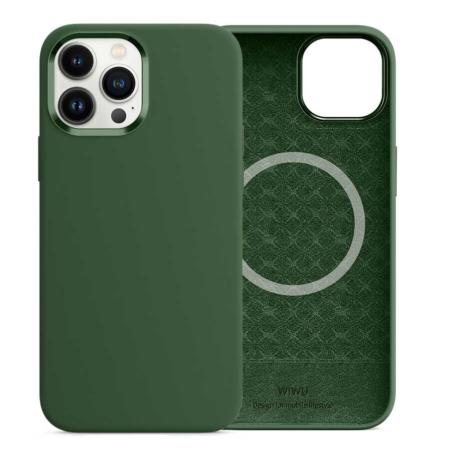 iPhone 13 Pro Max Kılıf Wiwu Magsafe Magnetic Silikon Kılıf Turuncu