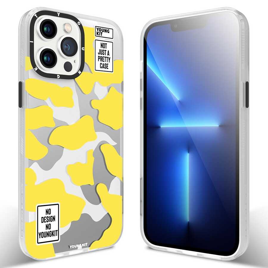 iPhone 13 Pro Max Kılıf YoungKit Kamuflaj Serisi Kılıf Sarı