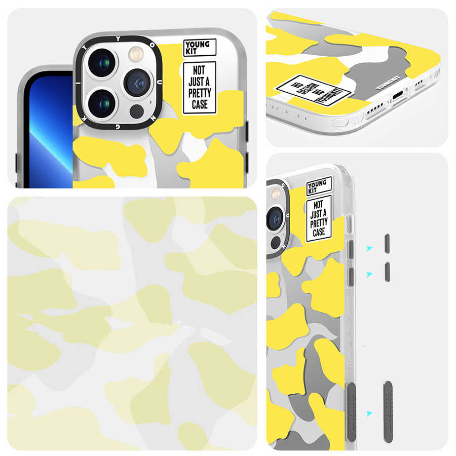 iPhone 13 Pro Max Kılıf YoungKit Kamuflaj Serisi Kılıf Sarı