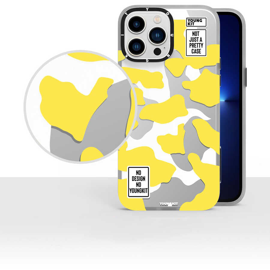 iPhone 13 Pro Max Kılıf YoungKit Kamuflaj Serisi Kılıf Sarı