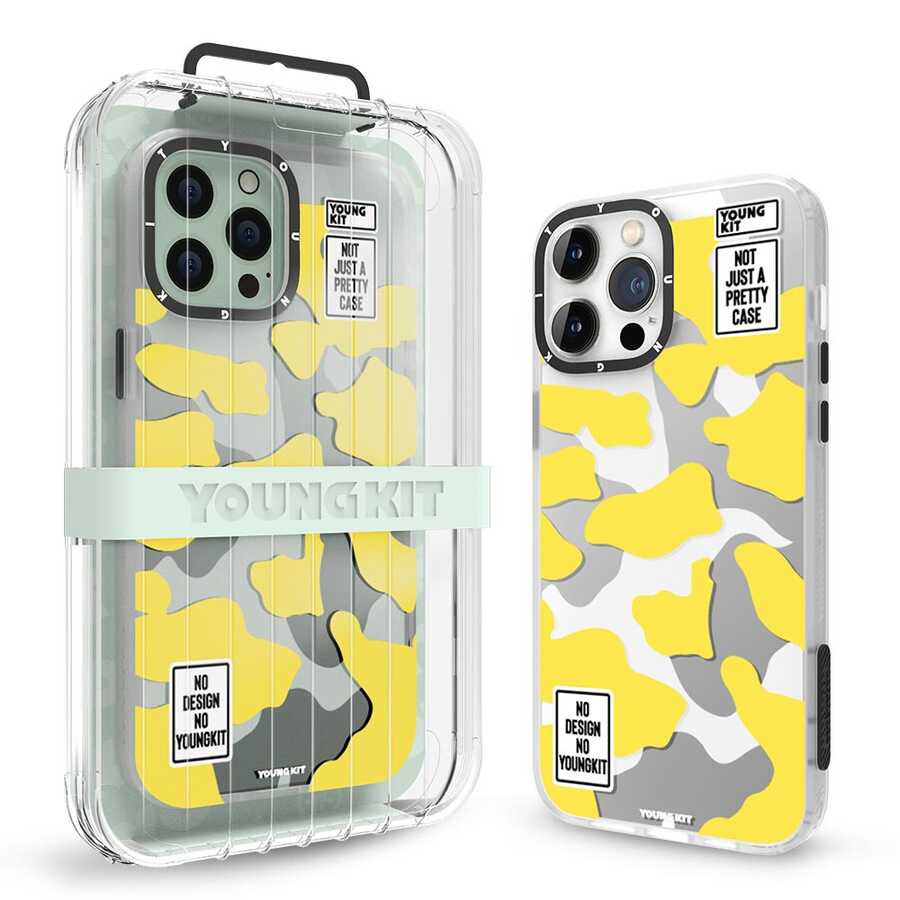 iPhone 13 Pro Max Kılıf YoungKit Kamuflaj Serisi Kılıf Mavi
