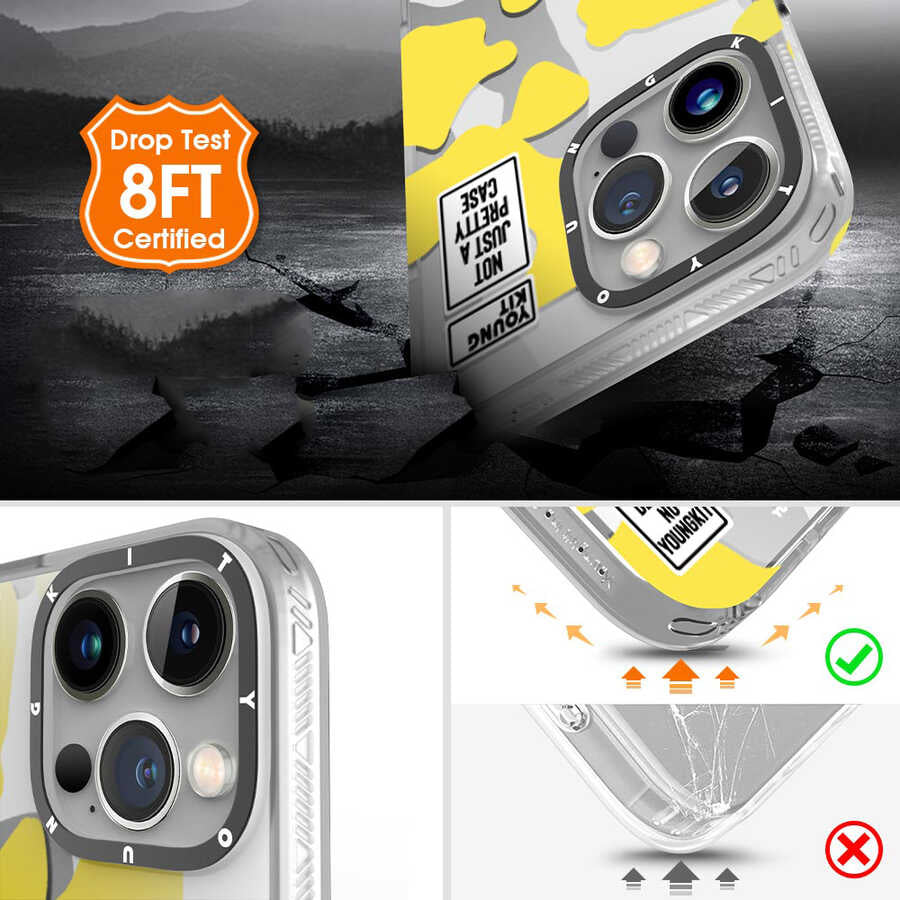 iPhone 13 Pro Max Kılıf YoungKit Kamuflaj Serisi Kılıf Sarı