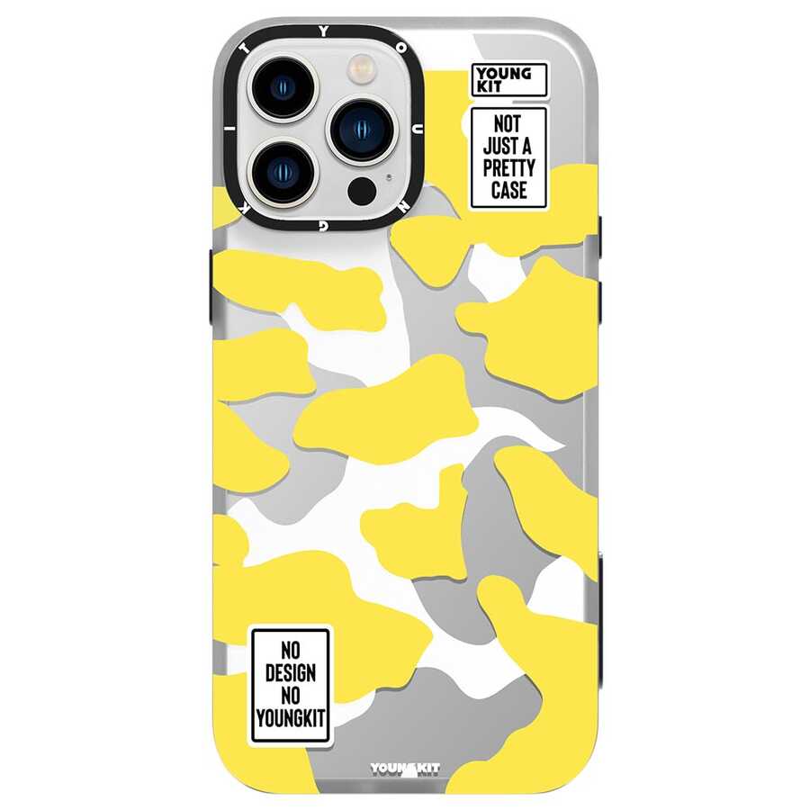 iPhone 13 Pro Max Kılıf YoungKit Kamuflaj Serisi Kılıf Sarı