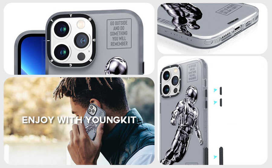 iPhone 13 Pro Max Kılıf YoungKit Klasik Serisi Kılıf IP001 Space Ape