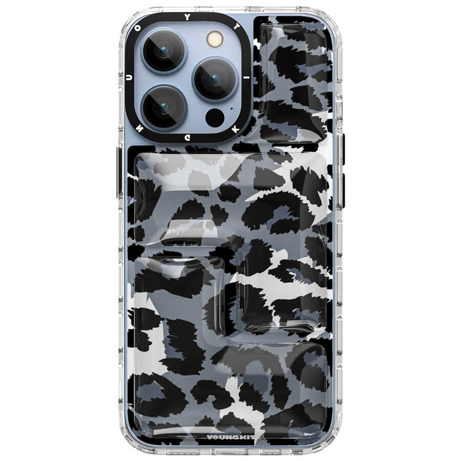 iPhone 13 Pro Max Kılıf YoungKit Leopard Article Serisi Kılıf Siyah