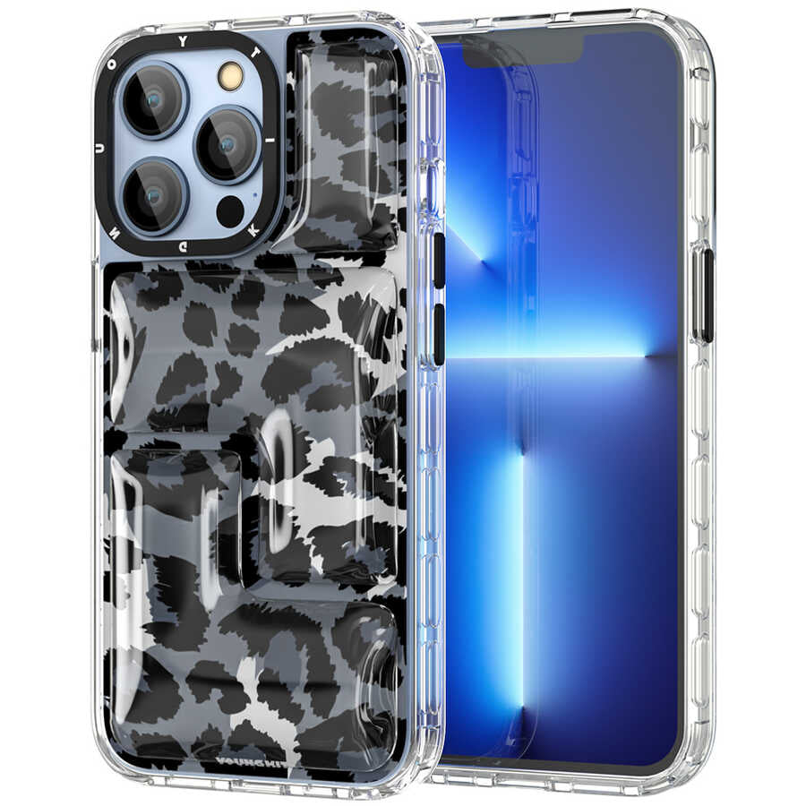 iPhone 13 Pro Max Kılıf YoungKit Leopard Article Serisi Kılıf Siyah