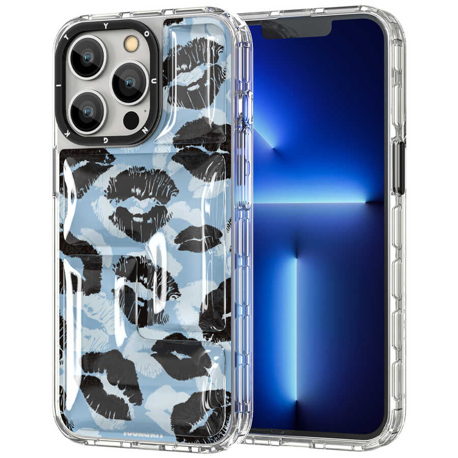 iPhone 13 Pro Max Kılıf YoungKit Leopard Article Serisi Kılıf Mavi