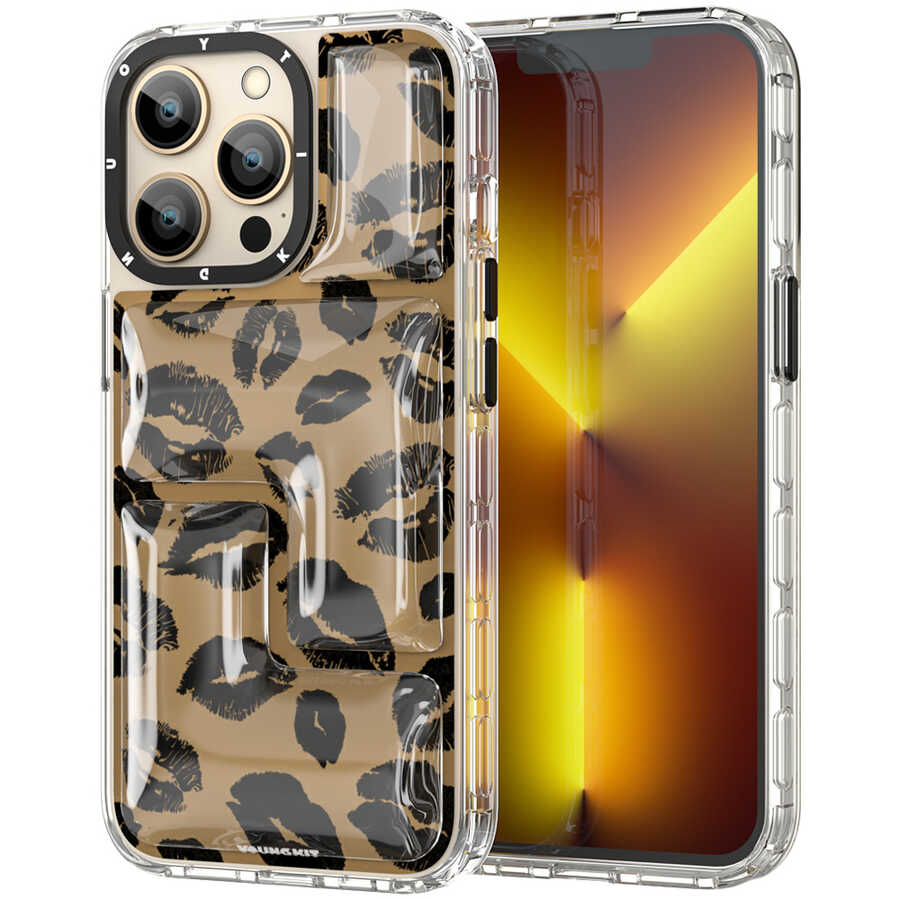 iPhone 13 Pro Max Kılıf YoungKit Leopard Article Serisi Kılıf Kahverengi