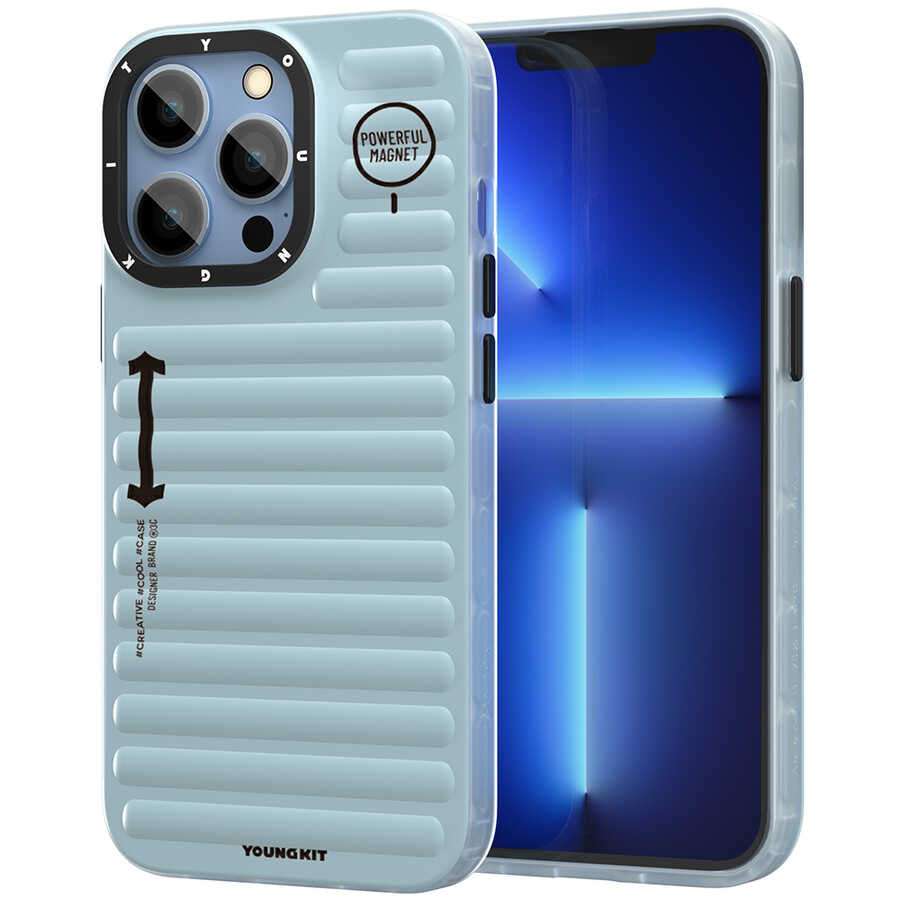 iPhone 13 Pro Max Kılıf YoungKit Plain Coloured Serisi Kılıf Mavi