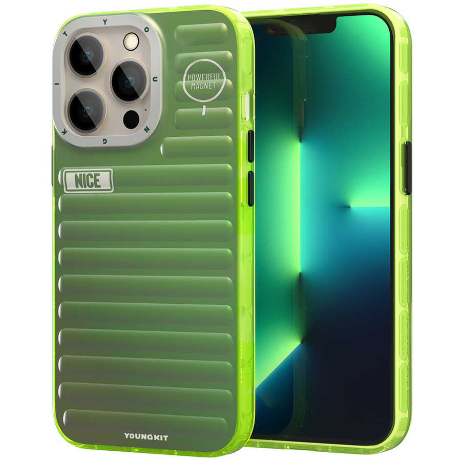 iPhone 13 Pro Max Kılıf YoungKit Plain Coloured Serisi Kılıf Yeşil
