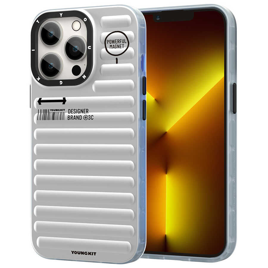 iPhone 13 Pro Max Kılıf YoungKit Plain Coloured Serisi Kılıf Gümüş