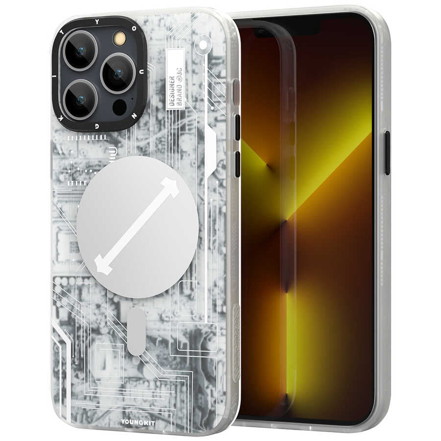 iPhone 13 Pro Max Kılıf YoungKit Technology Serisi Kılıf Beyaz